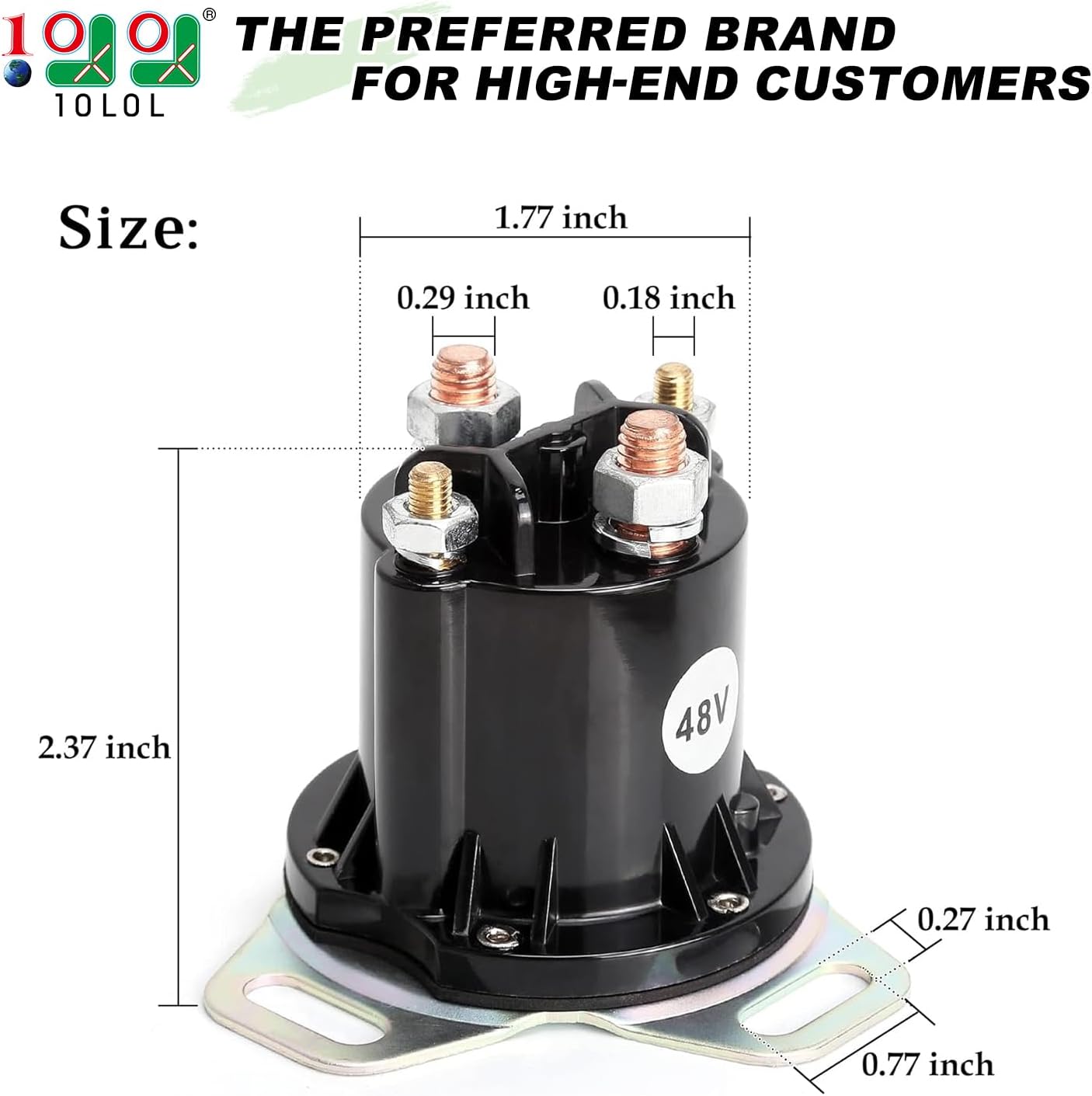 10L0L Golf Cart 48V Solenoid for EZGO RXV, 4 Terminal 150A, Replace OEM 624317, 649373